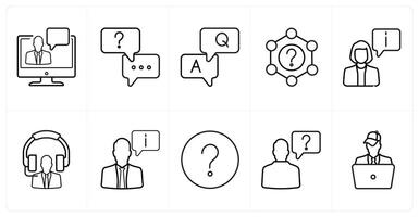 A set of 10 Customer Support icons as online chat, chat support, question answer in black line color vector