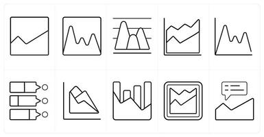A set of 10 Diagrams and Reports icons as sales, financial diagram, analysis in black line color vector