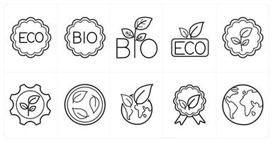 A set of 10 Ecology icons as eco, bio, environment in black line color vector