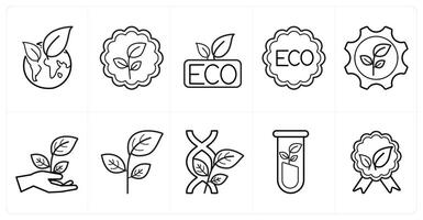 un conjunto de 10 ecología íconos como ecología, ambiente, eco en negro línea color vector