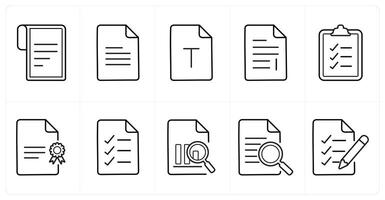 A set of 10 File icons as text document, content, document file in black line color vector