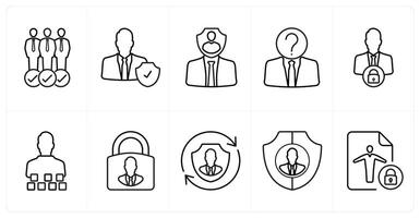 A set of 10 gdpr icons as accessibility, administrator, officer in black line color vector