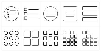 A set of 10 mix icons as bullet list, list, mobile menu in black line color vector