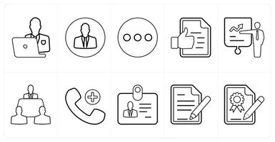 A set of 10 mix icons as busy man, user profile, menu in black line color vector