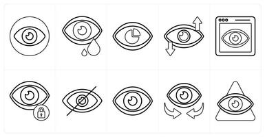 A set of 10 mix icons as vision, tears, performance vision in black line color vector