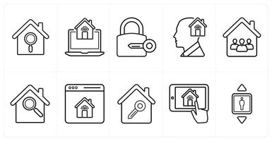 A set of 10 Real Estate icons as property budget, house value, property upgrades in black line color vector