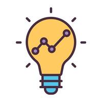 Light bulb with growth graph for innovation and ideas icon. vector