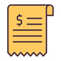 Receipt icon for payment and financial transaction concepts. vector