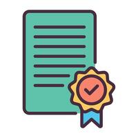 Certificate document icon for approval and achievement concepts. vector