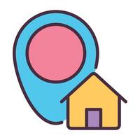 Home location pin icon for navigation and address concepts. vector