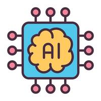 Artificial intelligence chip and machine learning icon. vector