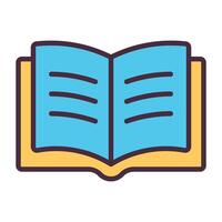 Open book with text lines icon for education and reading concept. vector