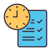 Clock with checklist task management icon. vector