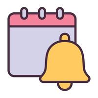 Calendar with notification bell icon. vector