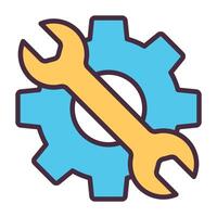 Gear and wrench settings icon. vector