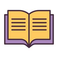 Open book with text lines outline icon isolated on white background vector