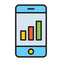 Mobile data analytics chart icon. vector