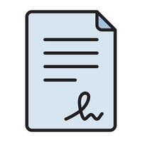 Signed document paper outline icon. vector