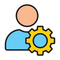 User and settings gear outline icon. vector