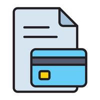 Payment document and credit card outline icon. vector