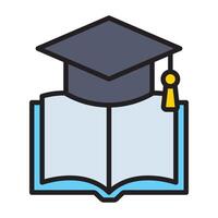 Graduation cap and open book education icon. vector