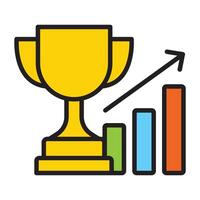 Trophy and business growth chart outline icon. vector