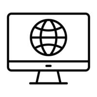 Computer monitor with internet globe icon vector