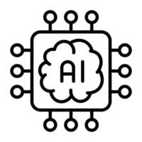 Artificial intelligence chip and machine learning icon vector