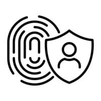 Fingerprint with shield and person icon vector