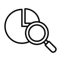 Pie chart with magnifying glass icon vector
