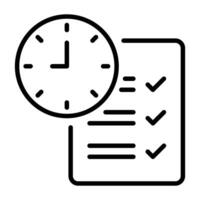 Clock with checklist task management icon vector