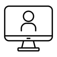 conference or online learning on computer screen icon vector