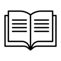 Open book with text lines outline icon isolated on white background. vector