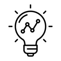 Light bulb with growth graph icon for innovation and ideas. vector