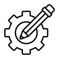 Settings gear with pencil icon for customization and editing vector
