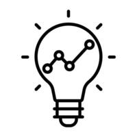 Light bulb with growth graph icon for innovation and ideas vector