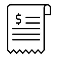 Receipt icon for payment and financial transaction concepts vector