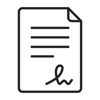Signed document paper outline icon vector