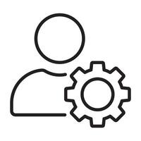 User and settings gear outline icon vector