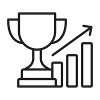 Trophy and business growth chart outline icon vector