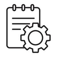 Notebook and settings gear outline icon vector