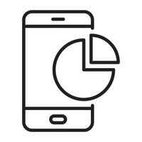 Smartphone with pie chart analysis outline icon vector