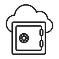 Cloud storage and secure vault outline icon vector