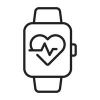 Smartwatch with heart pulse outline icon vector