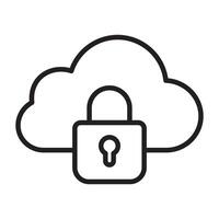 Cloud data security lock icon vector