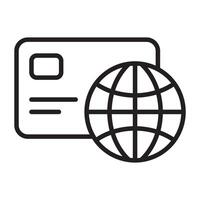 International payment system icon with credit card and globe vector