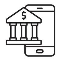 Banking app icon with smartphone and financial building vector