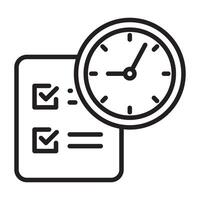 Checklist and clock schedule outline icon vector