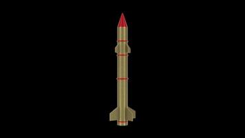 Missile Rotating on a Transparent Background. Seamless Loop. Ballistic Missile. 4K video