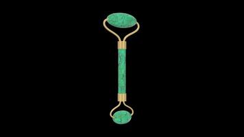 Jade Roller Rotating on a Transparent Background. Seamless Loop. 4K video